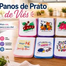 Pano De Prato Atacado Vies Estampado Grande 100% Algodão Estampas Variadas kit 5 10 15 44 X 75 cm