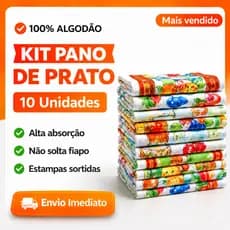 Pano De Prato Grande Estampas Variadas Bainha Kit 10 Peças 100% Algodão 40 x 70 cm