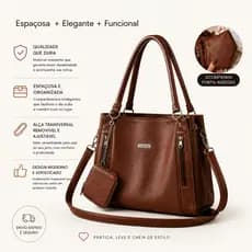 Bolsa Feminina Grande De Ombro Com Alça De Couro Alta Qualidade Resistência Dia Dia Mochila Trabalho
