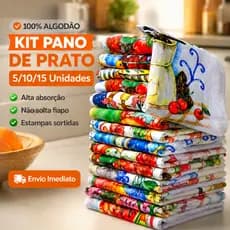 Pano De Prato Estampado Bainha Kit Com 5/10/15 Peças 100% Algodão