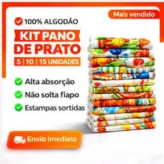 Pano De Prato Grande Estampas Variadas Grande Kit 5 10 15 Peças 100% Algodão