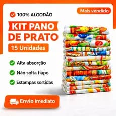 Pano De Prato Grande Estampas Variadas Bainha Kit 15 Peças 100% Algodão 40 x 70 cm
