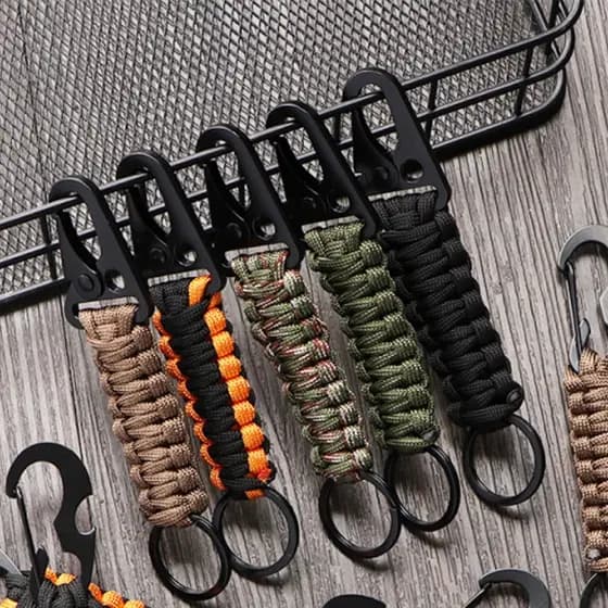 [LUC] Outdoor Paracord Mosquetão Anti-Perdido Chaveiro Ferramenta EDC Tática