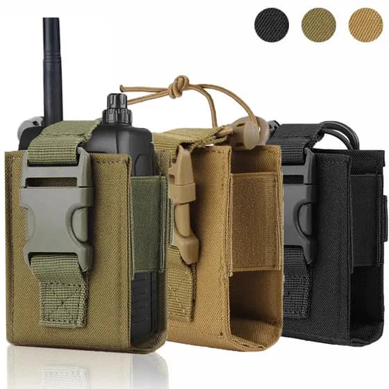 LUC 1000D Bolsa De Nylon Walkie Talkie Pouch Interphone Armazenamento Para Caminhadas Ao Ar Livre Rádio Molle Cintura
