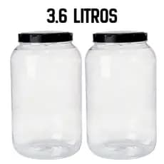 Kit 2 Potes 3,6 Litros Grande Organizador Multiuso Tampa com Rosca Cozinha Mantimentos
