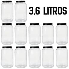 Kit 12 Potes 3,6 Litros Grande Organizador Multiuso Tampa com Rosca Cozinha Mantimentos