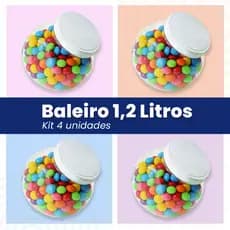 Kit 4 Potes Baleiros 1200ml Multiuso Mantimentos Tampa Branca Rosca