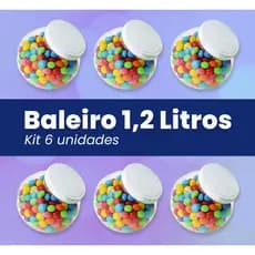 Kit 6 Potes Baleiros 1200ml Multiuso Mantimentos Tampa Branca Rosca
