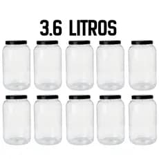 Kit 10 Potes 3,6 Litros Grande Organizador Multiuso Tampa com Rosca Cozinha Mantimentos