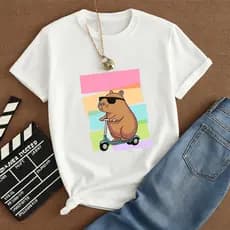 Camiseta Algodão Plus Size Estampada Capivara Moda feminina