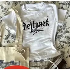 Baby Tee Feminina Estilosa  Deftones Alternativa Grunge Manga Curta Baby Look