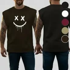 Camiseta Regata Machão Oversized Plus Size Algodão Premium Confortável G1 ao G5 Smile Frontal
