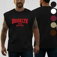 Camiseta Regata Machão Oversized Plus Size Algodão Premium Confortável G1 ao G5 Brooklyn