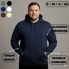 Moletom Algodão Premium Liso Bolso Canguru com Capuz Confortável P ao GG  Macio