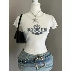 Baby Tee Rock Star camisa de compressão feminina