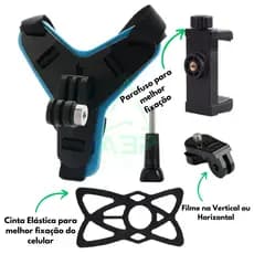Suporte Celular Câmera Gopro Para Capacete Posição De Queixo