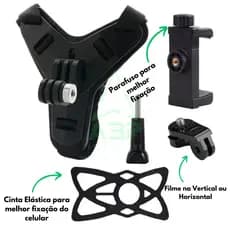 Suporte de Celular Para Capacete Moto Câmera de Ação GoPro Posição de Queixo Moto Trilha Bike