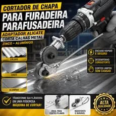 Cortador de Chapa Para Furadeira Parafusadeira Adaptador Alicate Corta Calhas Metal Zinco Alumínios