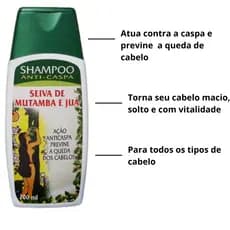 Shampoo Anti Caspa Previne A Queda Dos Cabelos Seiva De Mutamba E Jua 200 ml