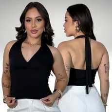 Blusa Feminina Top Faixa de Amarrar no Pescoço Blusinha Frente Única