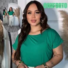 Camisa Feminina  Básica Chic Caimento Perfeito Gola Canoa do P ao G1