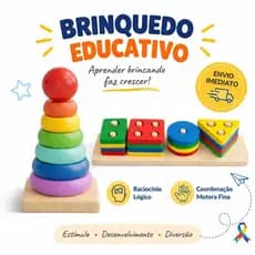 Brinquedo de Madeira Sensorial Encaixe de Formas, Torre de Encaixe Brinquedo Montessori