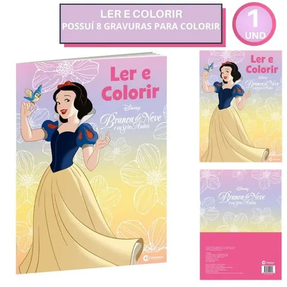 Livro Ler e Colorir Branca de Neve Criatividade Sem Limites Culturama 8 Páginas