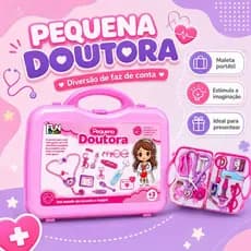 Maleta Médica Infantil Rosa Kit Menina Brinquedo Educativo Portátil para Crianças