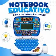 Laptop Educativo Infantil Com Mouse Bilíngue Português Inglês 2 em 1 Brinquedo Interativo