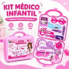 Maleta Infantil kit Médico Educativo com Acessórios para Meninas Diversão Faz de Conta