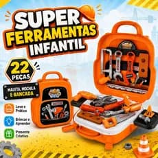 Maleta de Ferramentas Infantil Brinquedo Educativo 3 em 1 22 Peças