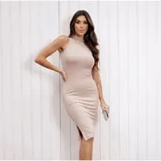 Vestido Feminino Midi Canelado Ribana Tubinho Diversas Cores Melhor Preço Envio  Rápido