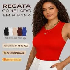 Regata Feminina Blusa Blusinha em Ribana Estilo Candy Blogueira Moda Verão
