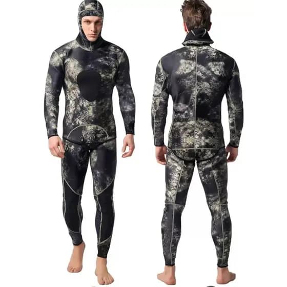 Roupa De Mergulho 3mm Jardineira E Jaqueta Camuflada caça sub Camuflagem M - XXXL