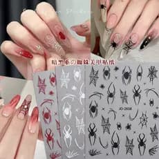 Halloween aranha Web Manicure adesivos novo estilo estilo escuro vermelho Wearable adesivos de unhas influenciador