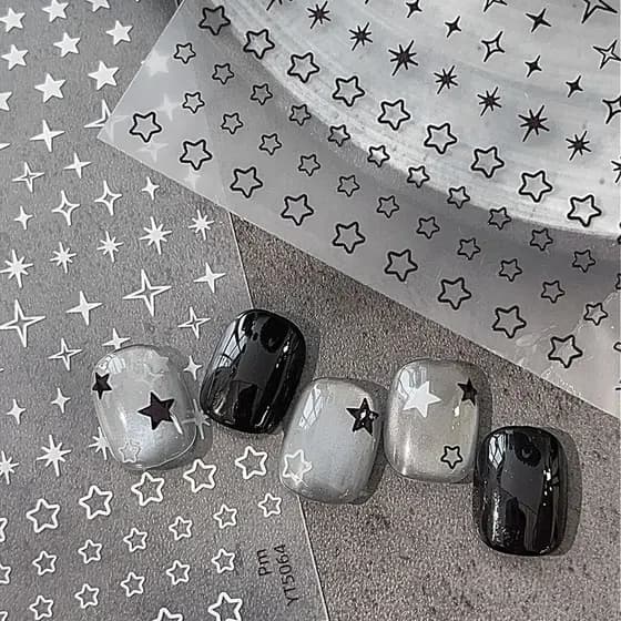 Dopamina brilhante estrela Manicure adesivo 2026 novo estilo em relevo oco estrela de cinco pontas decalque decoração de