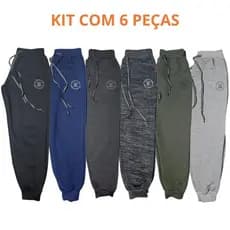 Kit 6 Calças Moletom Moletinho Infantil Menino Inverno