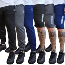 Kit 3 Calças Jogger e 3 Bermudas Moletinho