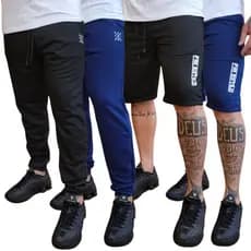 Kit 2 Calças Jogger e 2 Bermudas Moletinho