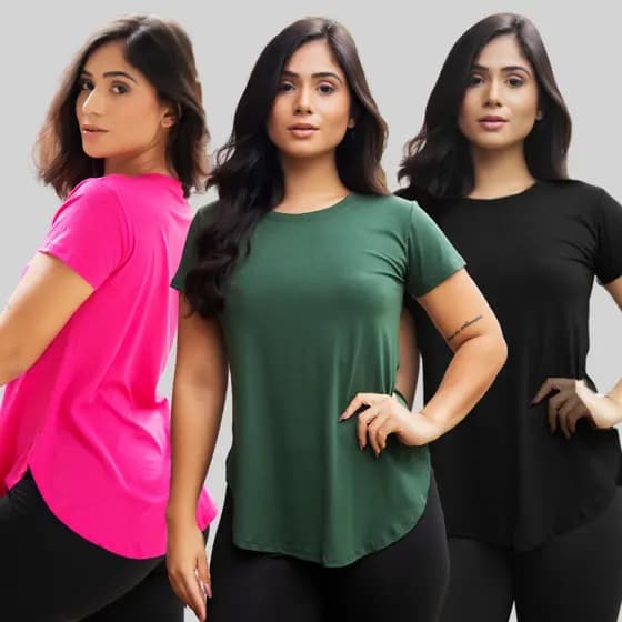Kit 3 Blusas Femininas Sobre Legging Academia Treino