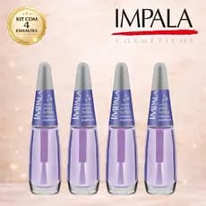 IMPALA Kit 4 Esmaltes Extra Brilho Roxinho Alta Cobertura Longa Duração Original