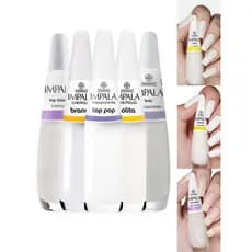 IMPALA Kit 5 Esmaltes Tons Claros para Francesinha Alta Cobertura Longa Duração Manicure Pedicure