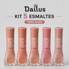 DAILUS Kit 5 Esmaltes Tons Claros Nude Alta Cobertura Longa Duração