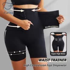 Flarixa Trespassado Sem Costura Shapewear Roupa Interior Cintura Alta Boxer Trainer Feminino Breasted Calcinha De Barrig