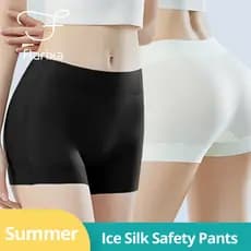 Flarixa Calcinha Feminina Curto SegurançA Seda Gelo Sem Costura Para Mulheres CalçAs Senhoras Boxer Shorts Anti Atrito