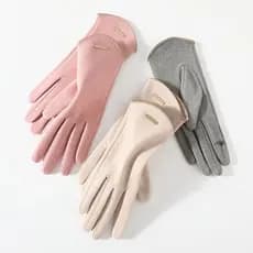 Luvas Femininas Touch Screen Moda Mittens Outono Inverno Quente Caxemira Fina Sólida Ciclismo Drive Tecido De Camurça Elegante À Prova De Vento