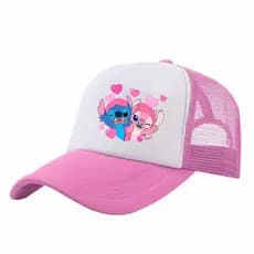 Boné de beisebol Stitch masculino feminino ajustável 55-60CM desenho animado malha impressa chapéu de sol