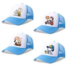 Boné de beisebol Snoopy masculino feminino ajustável 55-60 cm desenho animado malha estampada chapéu de sol