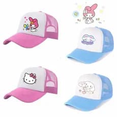 Boné de beisebol Kuromi masculino feminino ajustável 55-60 cm desenho animado malha estampada chapéu de sol