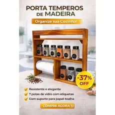 Porta tempero/porta papel toalhas 2em1